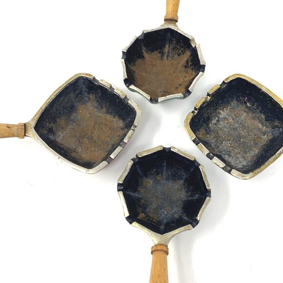 4 VTG Ashtrays Cast Iron Wood Handle MCM Retro Kitschy Western Planter Red Teal - Picture 6 of 12